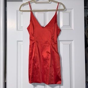 Red Silk Peplum Mini Dress
